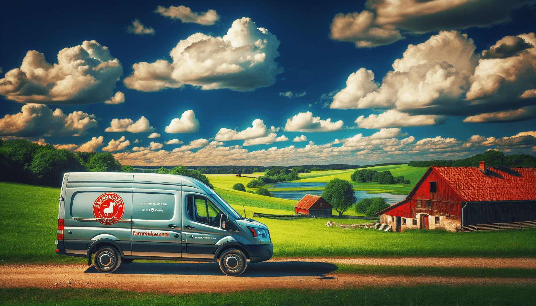 Delivery van in rural setting