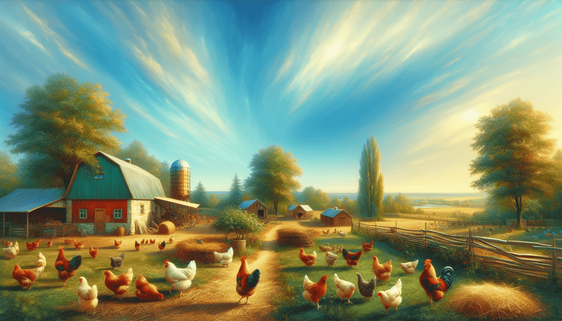 Farm with free-roaming chickens